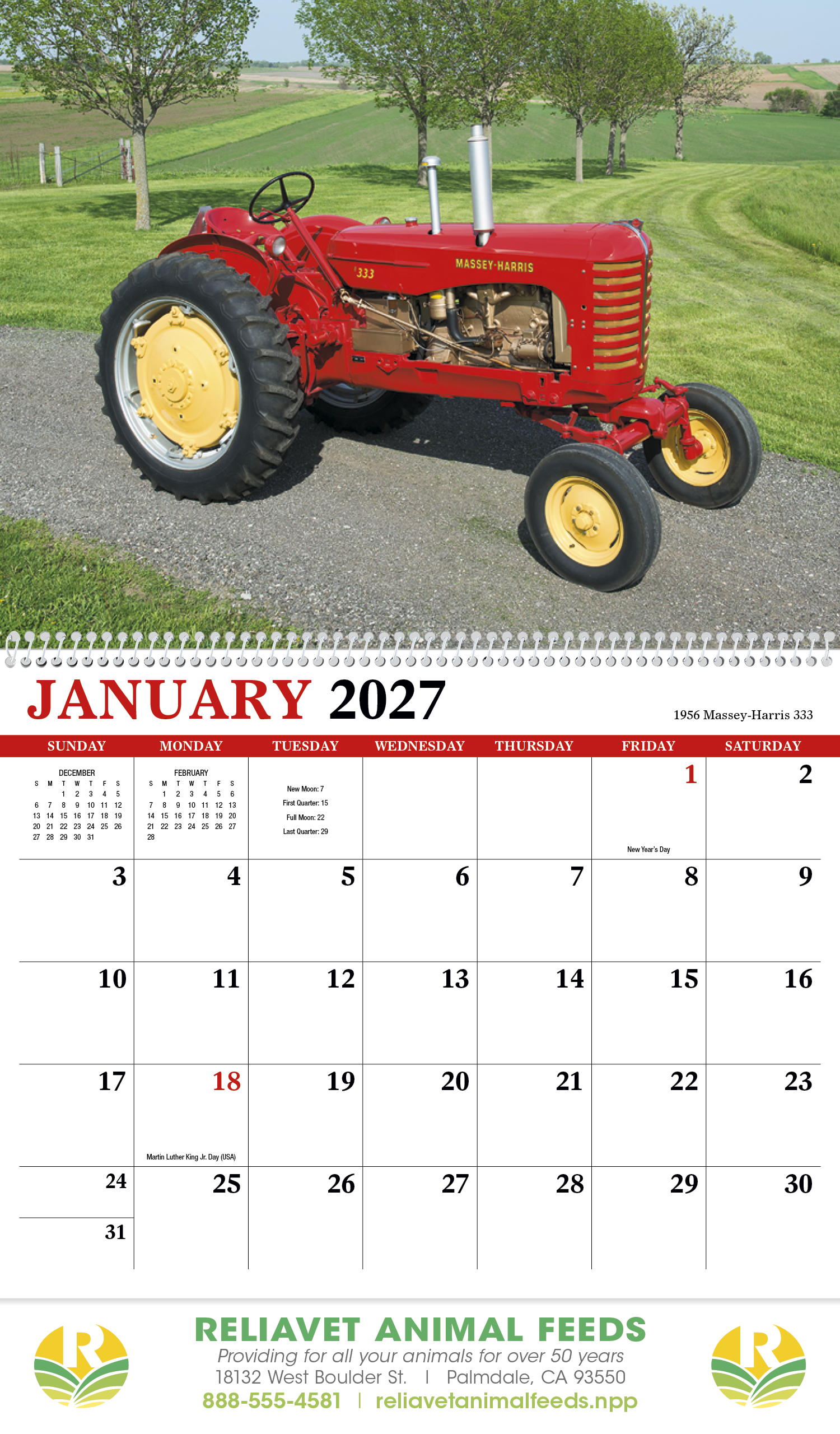 HotLine® Products Vintage Tractors Appointment Calendar - Spiral 32