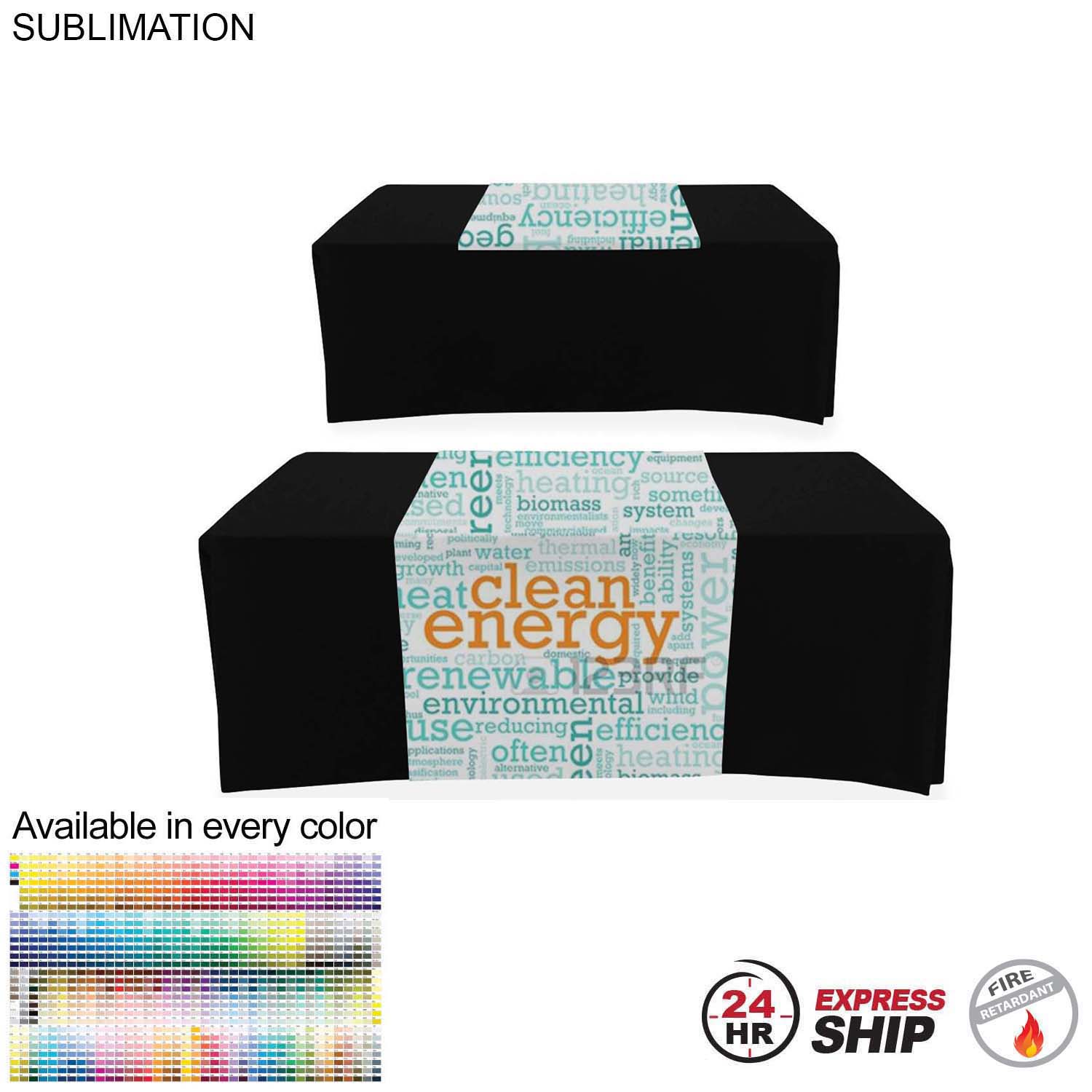 24 Hr Express Ship - Sublimated Table Runner, 30x60, Covers Front and Top of the table 3