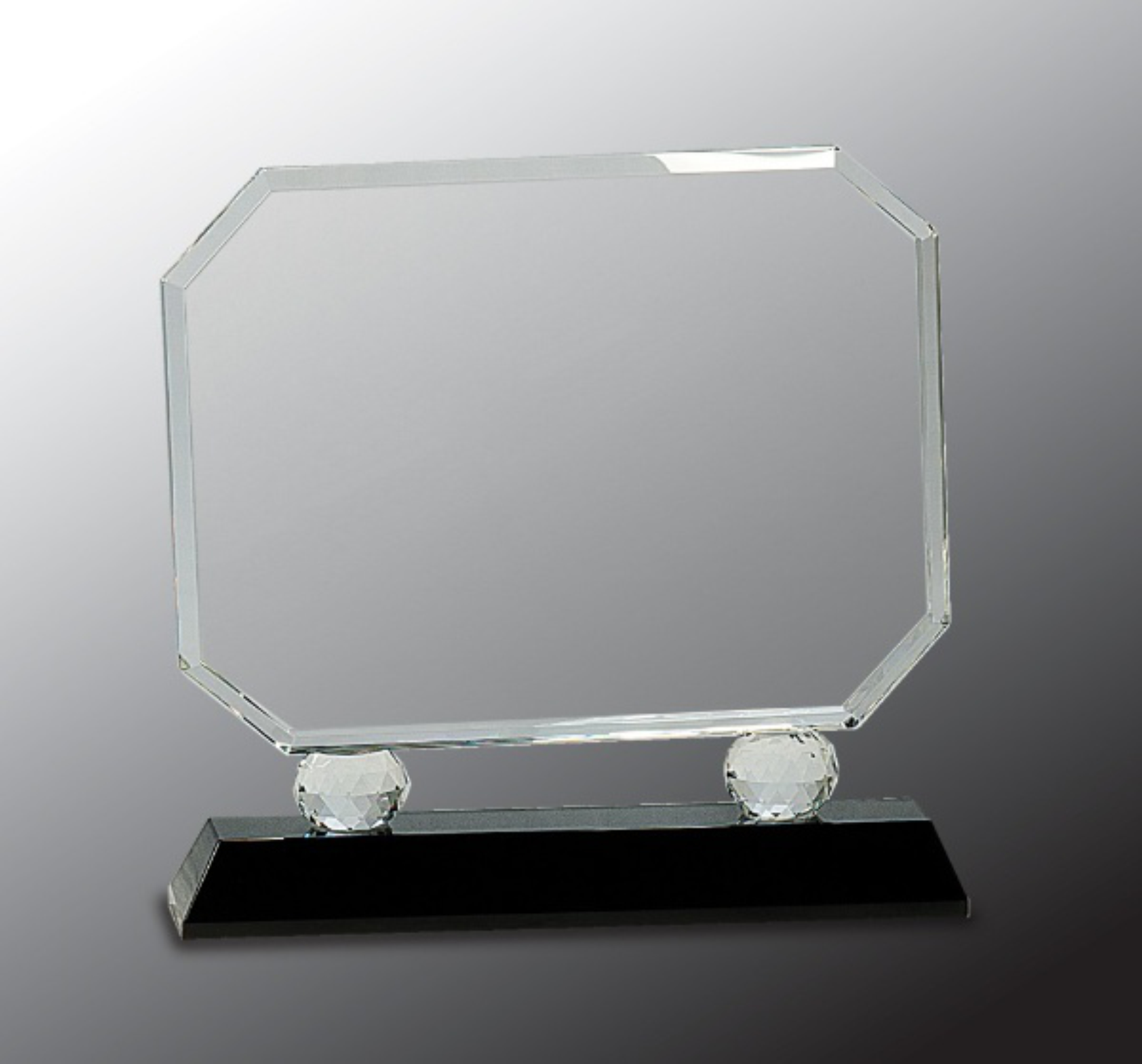 8" Rectangle Crystal on Black Pedestal Base Crystal Award 3