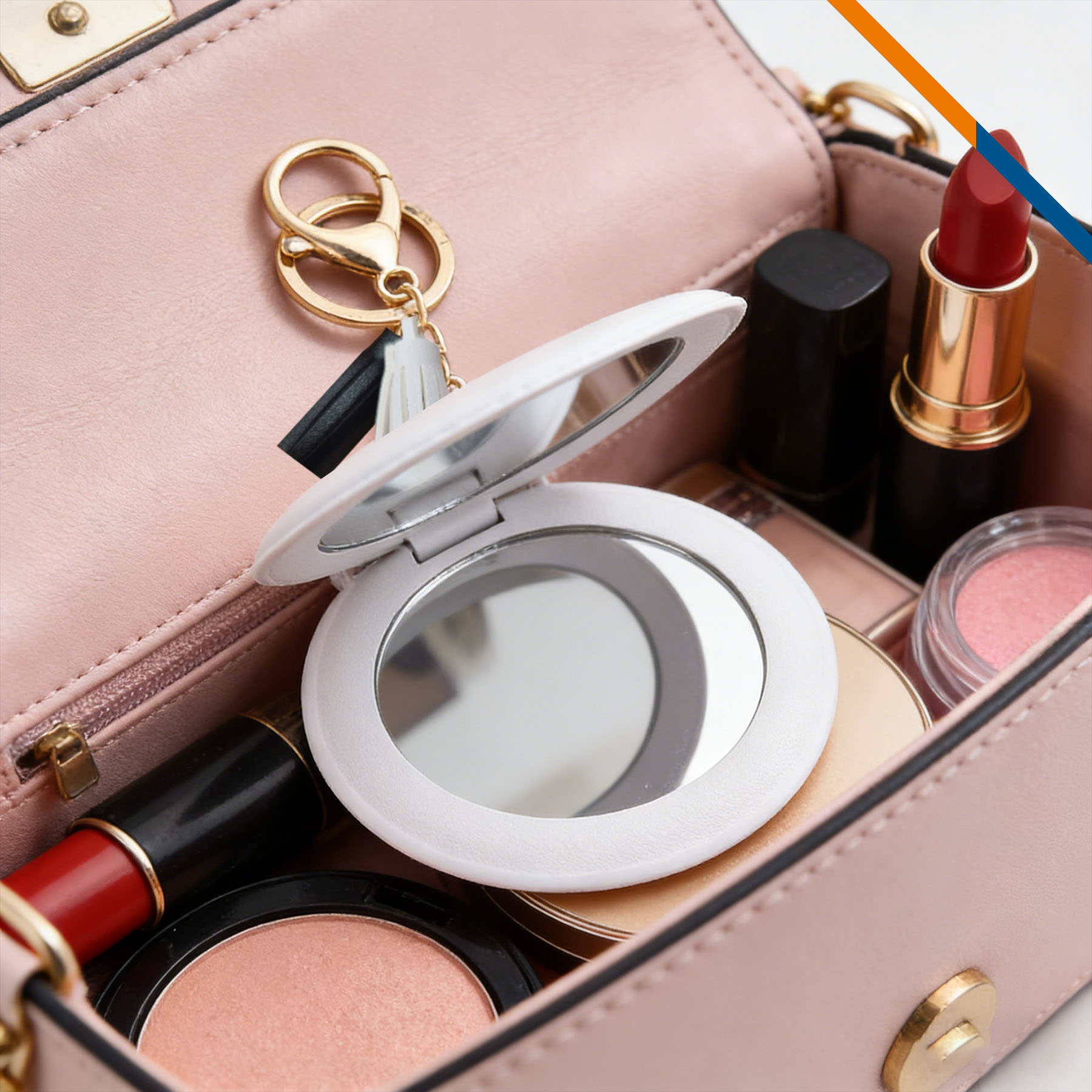 KeyGlow PU Leather Keychain Compact Mirror 4