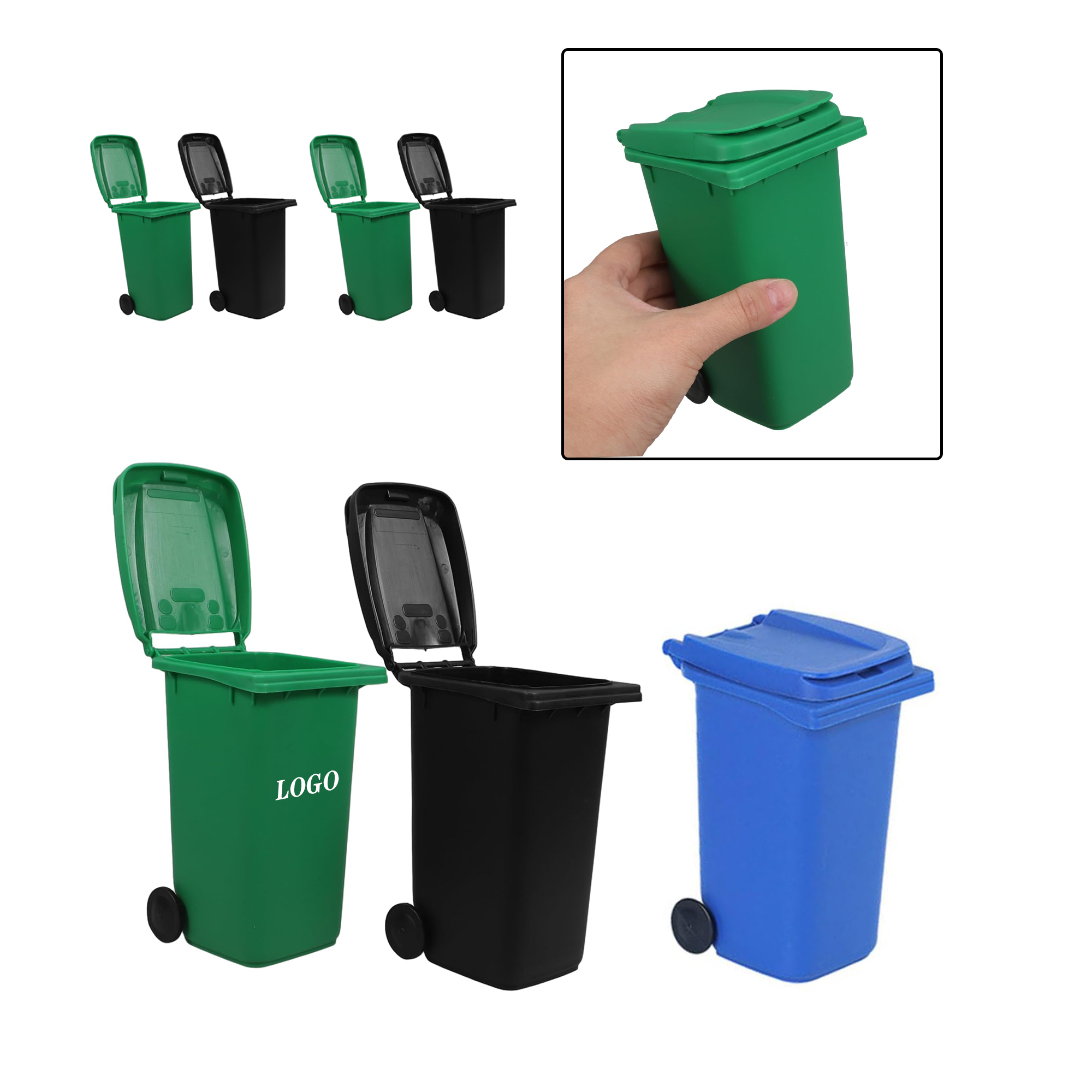 Mini Plastic Desktop Trash Can With Pen Holder 3