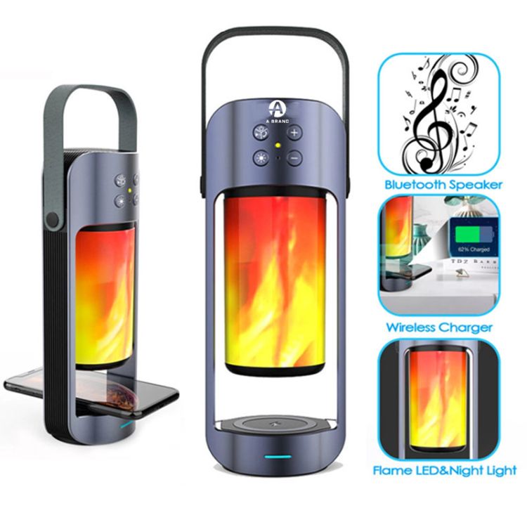 Bluetooth Speaker Flame Lamp With Wireless Charger 1