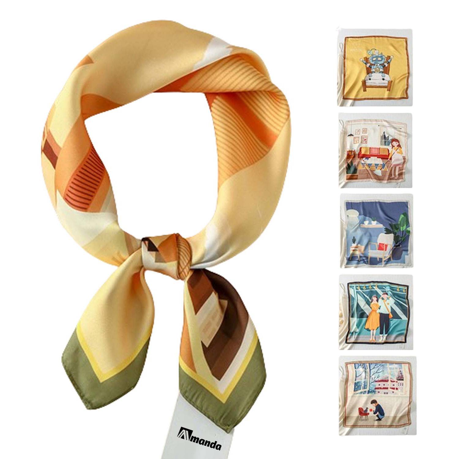 Polyester Silk-Like Square Scarf 3