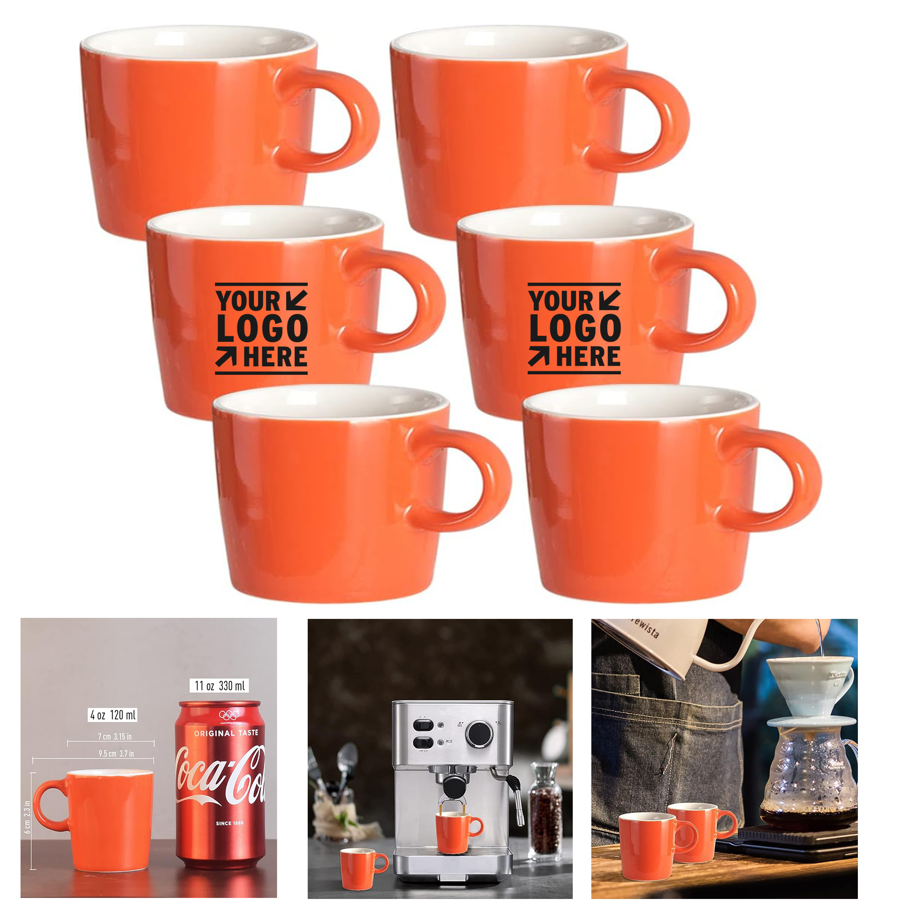 4 Ounces 120 ml Microwave Dishwasher Safe Espresso Tiny Ceramic Coffee Mugs Demitasse 2