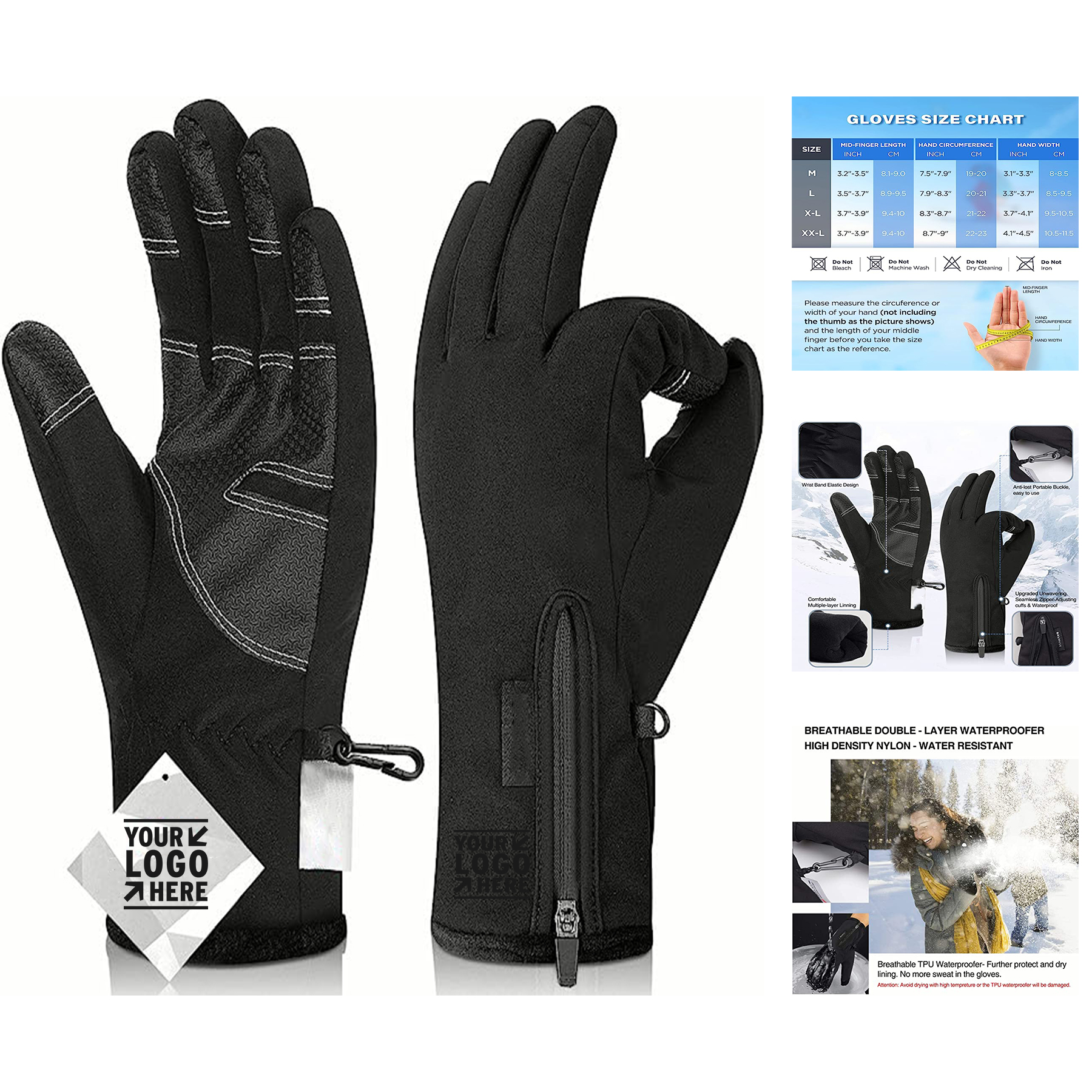 10 Waterproof Winter Breathable Thermal Gloves