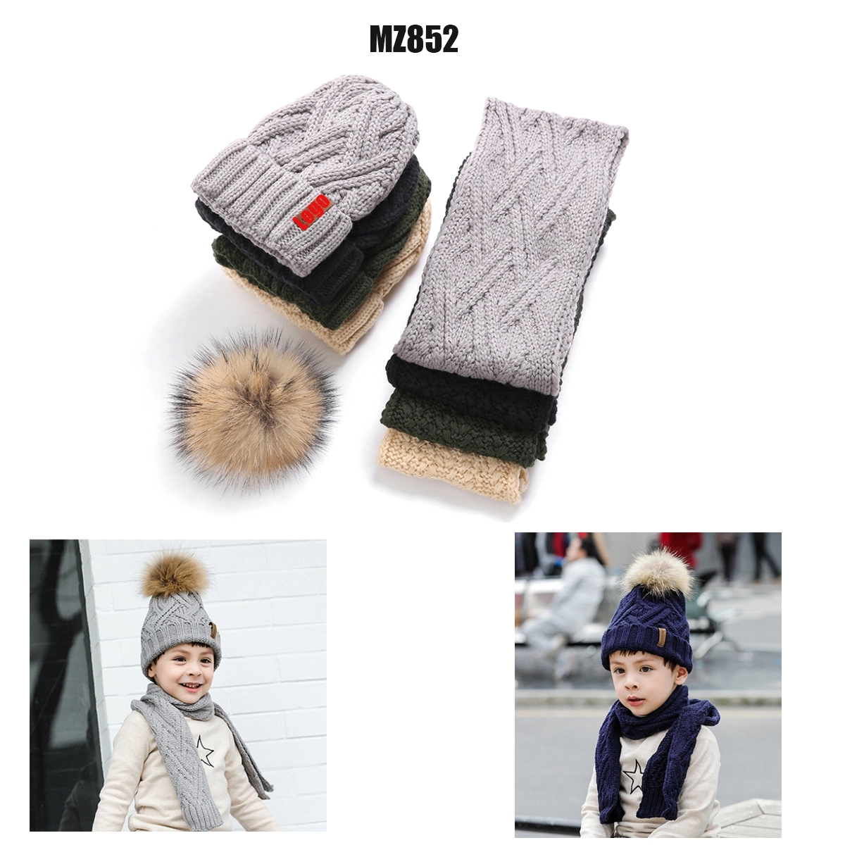 Winter Knitted Beanie Hat With Pom Fur For Boys 3