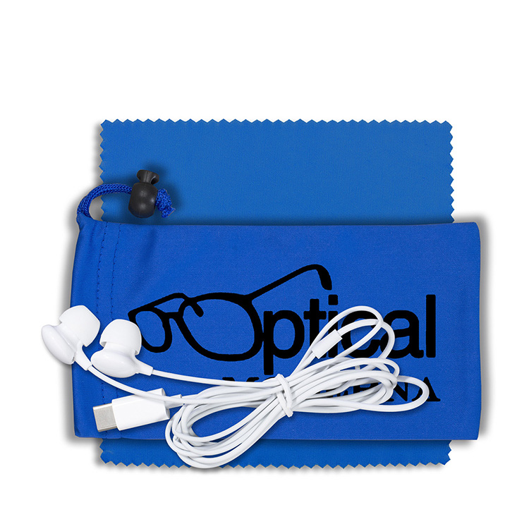 Mobile Tech Earbud Kit with Microfiber Cloth in Microfiber Cinch Pouch 6