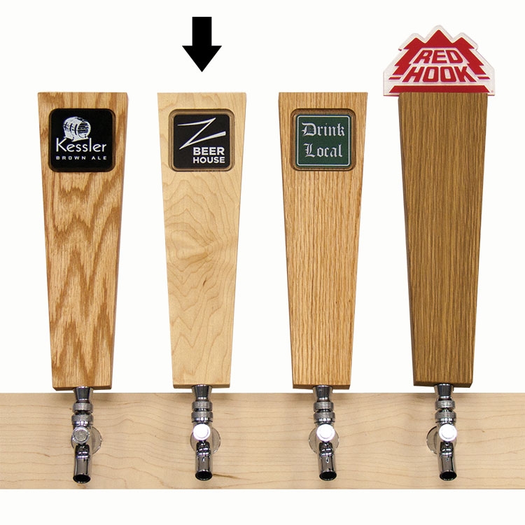 Wood Beer Tap with Recessed Imprint Square 11 25 x 3 3 x 0 75