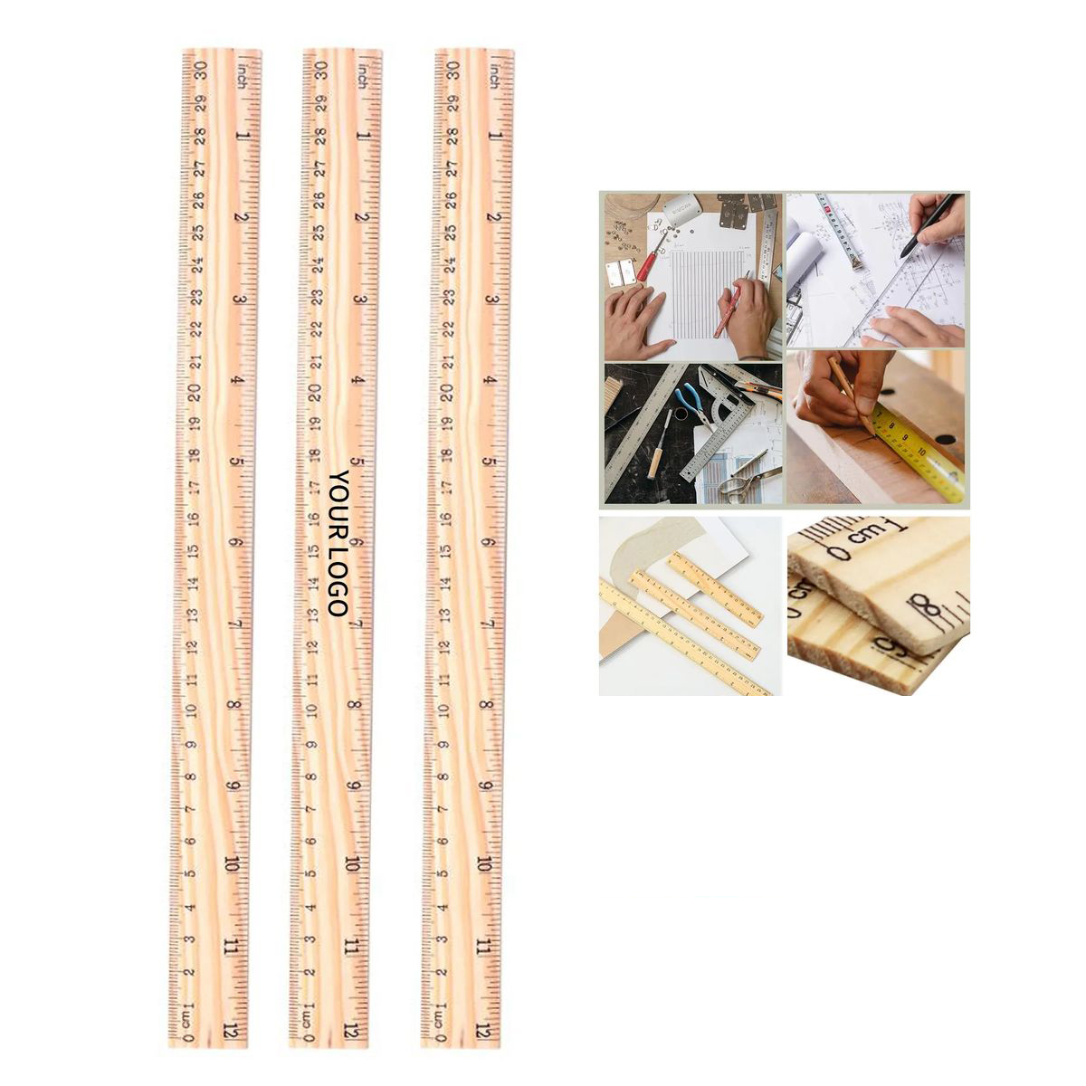 Durable Wooden Ruler with Smooth Natural Finish, custom ruler with logo imprint 2
