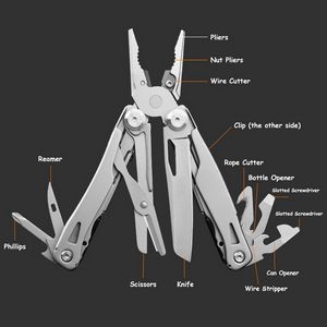 Compact Multi Tool Pliers Kit Stainless Steel With Flashlight Keychain 18