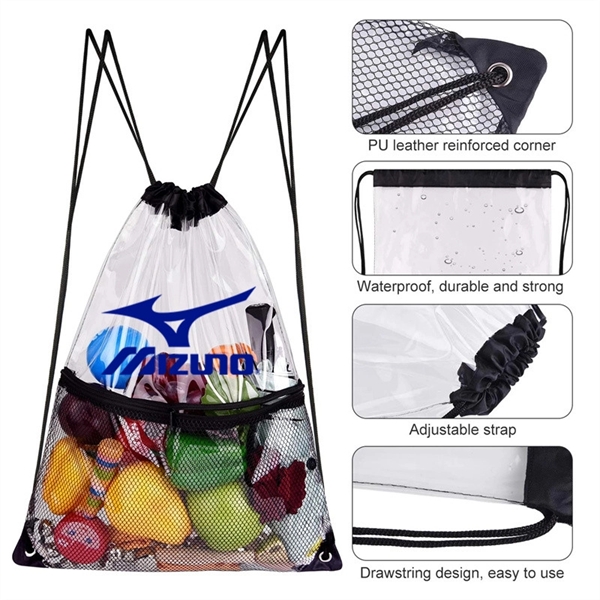 Transparent Drawstring Bag With Mesh 4