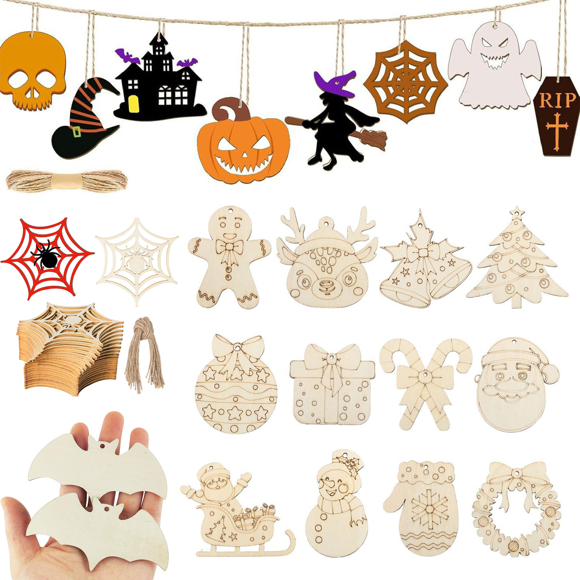 Halloween Xmas Party Decor DIY Wood Cutouts 3