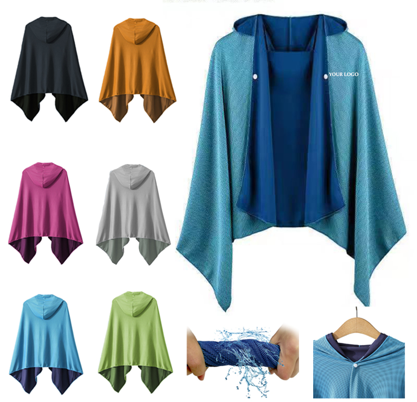 Quick Dry Solid Color Microfiber Cooling Hoodie Towel 2