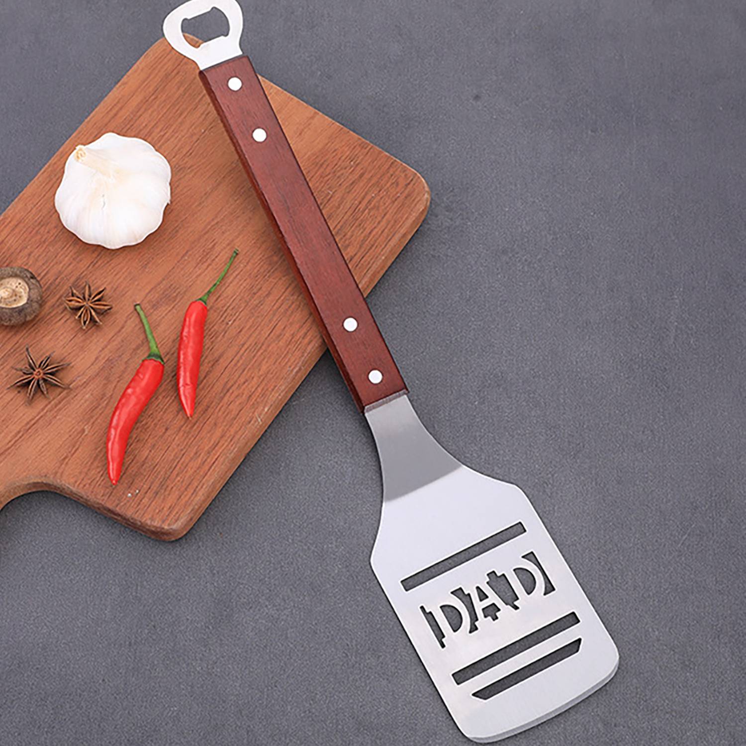 Wooden Handle Stainless Steel Spatula W/ Bottle Opener 4