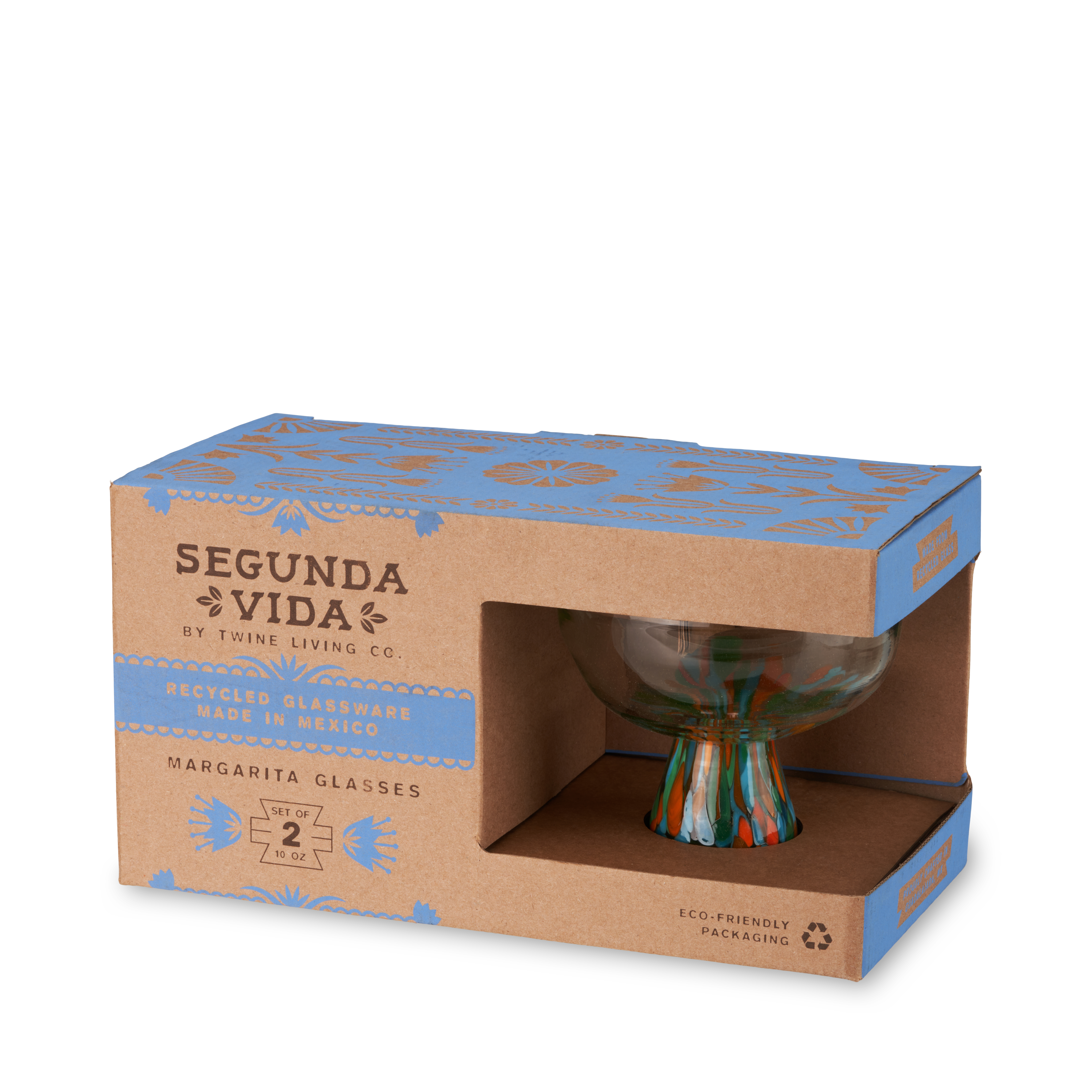 Twine Living® Viajar Wide Stemmed Recycled Margarita Glass, set of 2 2