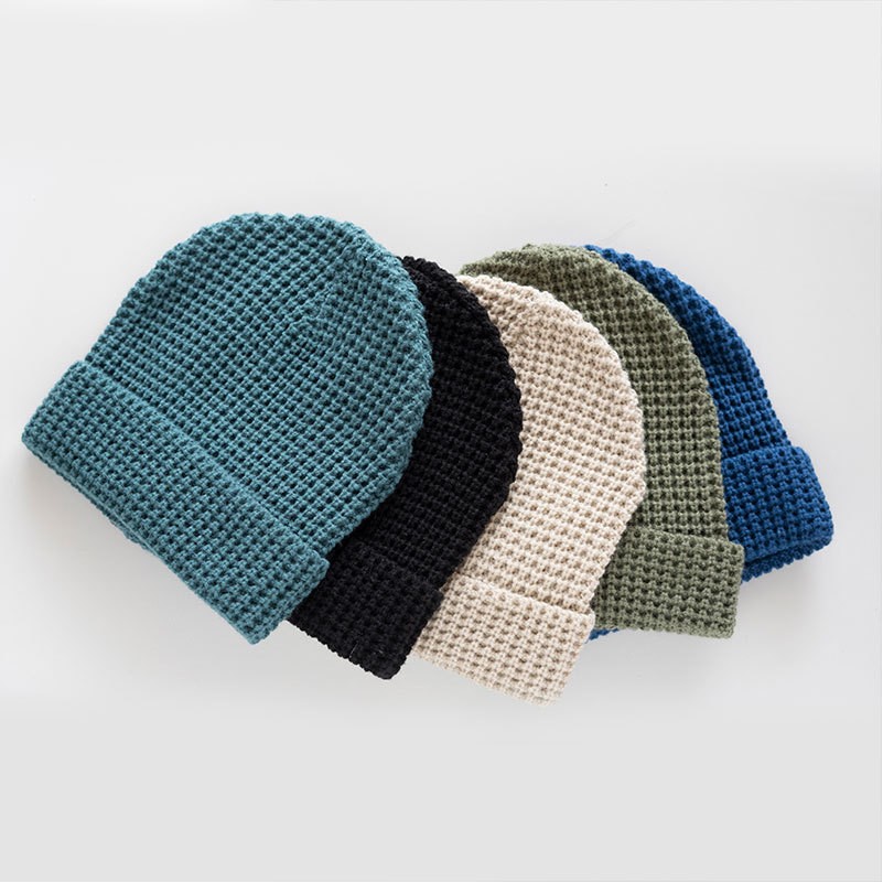 Thick Warm Cap Women Winter 100% Acrylic Waffle Knit Beanie 4