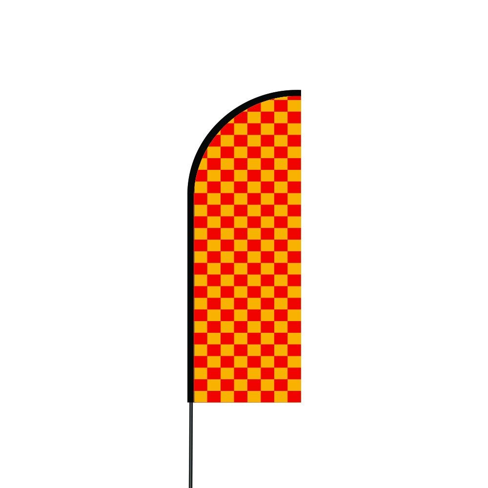 Chequered (Yellow & Red) Flag Kit 17' Feet Feather Flag Sign Outdoor Banner 1