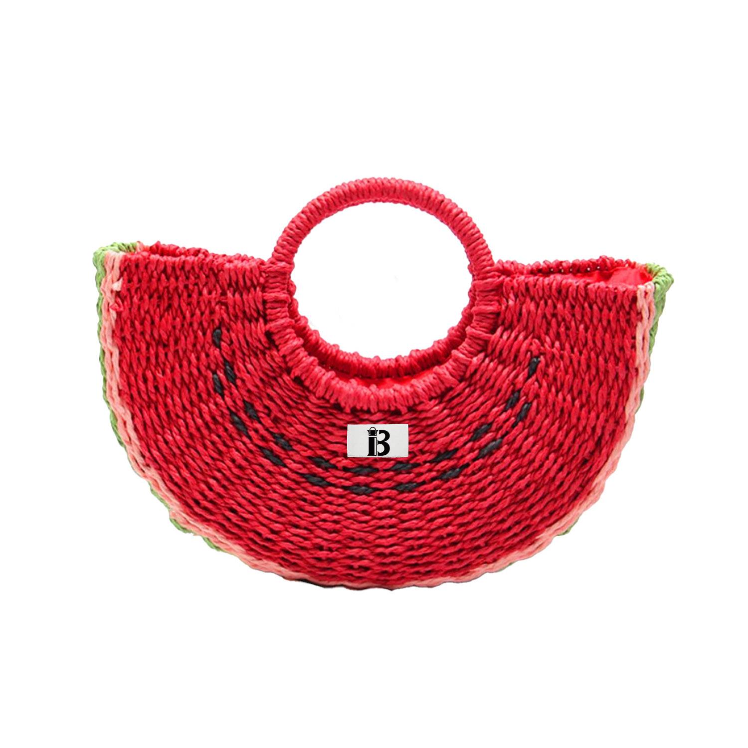 Semi-circle Rattan Watermelon Straw Handbags 2
