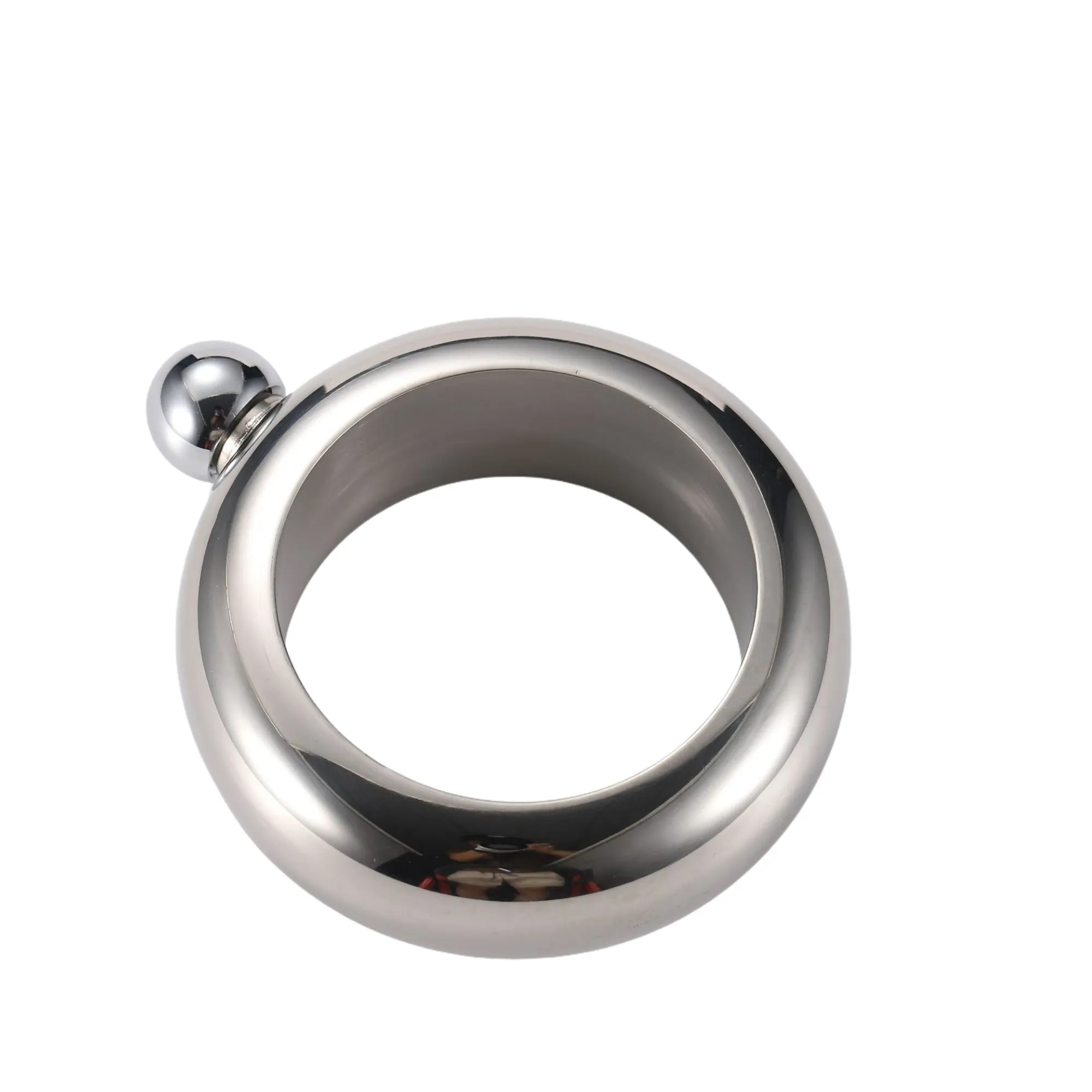 3.5oz 304 Stainless Steel Ring Shaped Hip Flask, custom water bottle with logo imprint 6