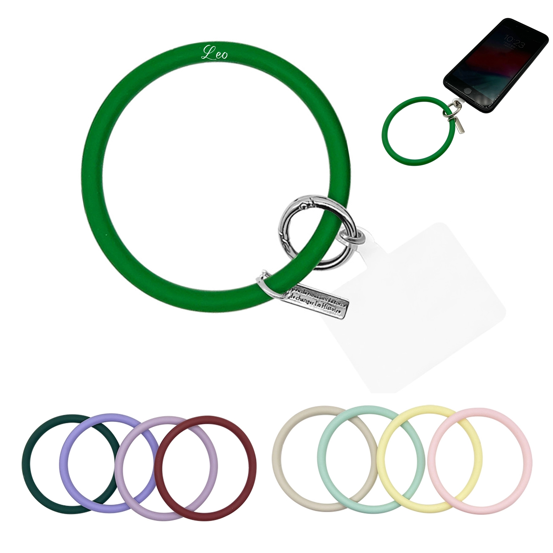 Round Silicone Bracelet Keychain 6