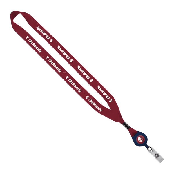 3/4" Polyester Lanyard with Metal Crimp & Retractable Badge Reel 297