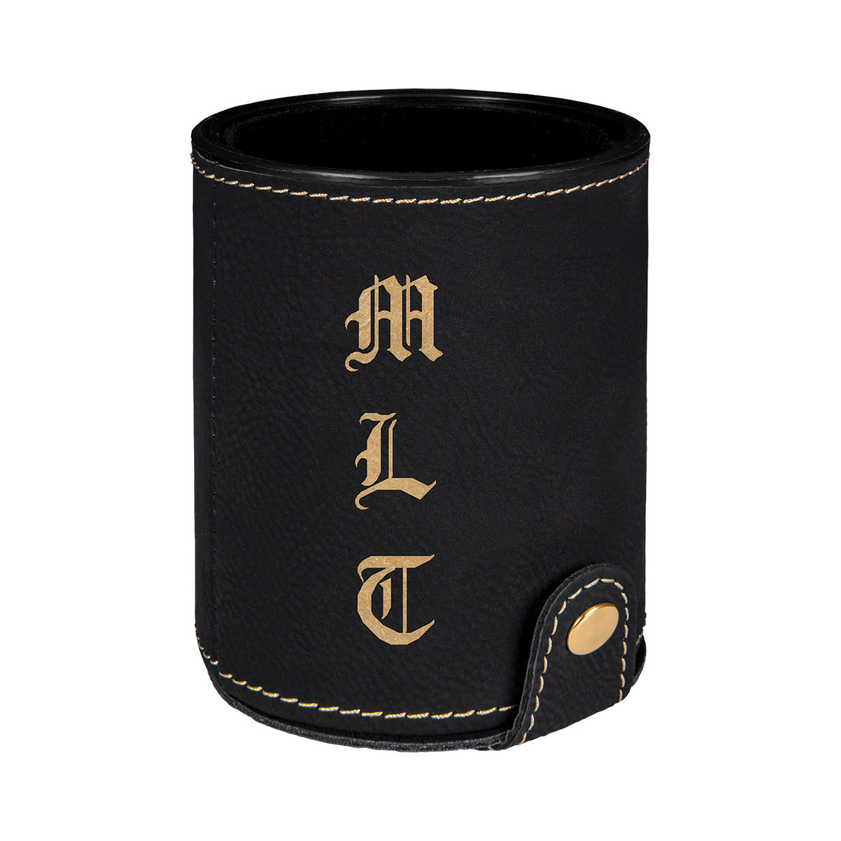 Black & Gold Leatherette Dice Cup w/ 5 Dice