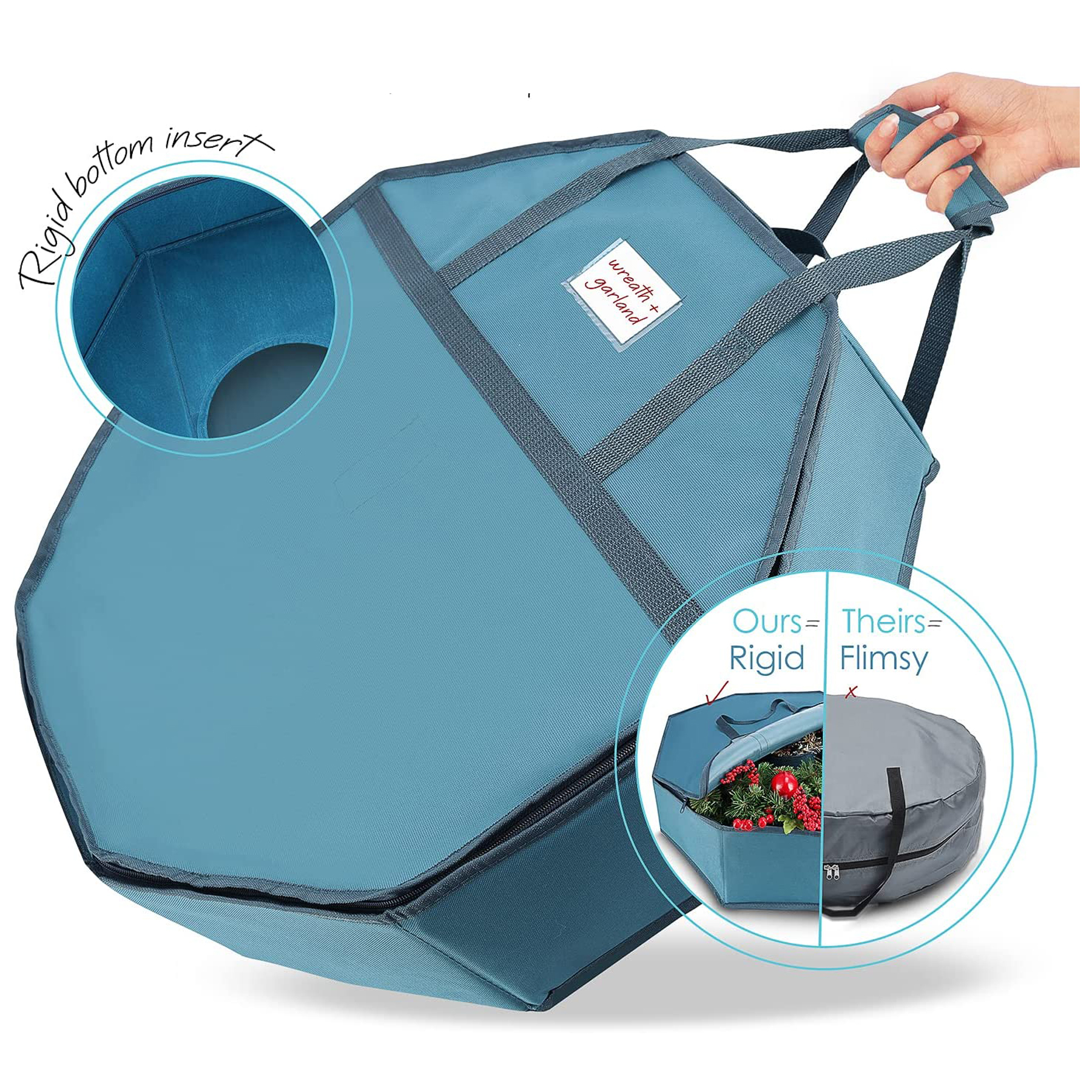 30 Inches Hard Shell Christmas Wreath Storage Bag 2