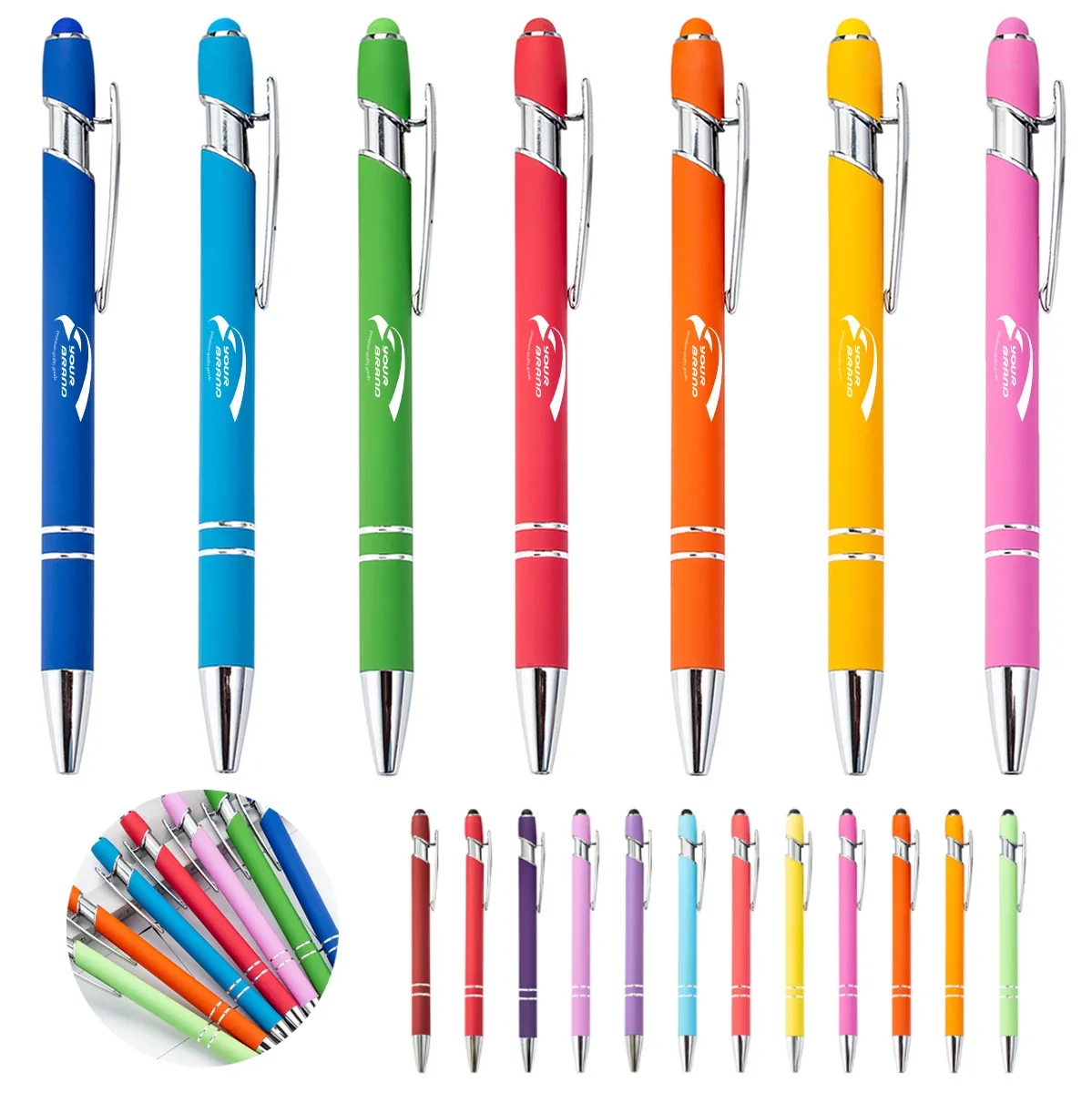2-in-1 Retractable Capacitive Stylus Metal Tip Ballpoint Pen 2
