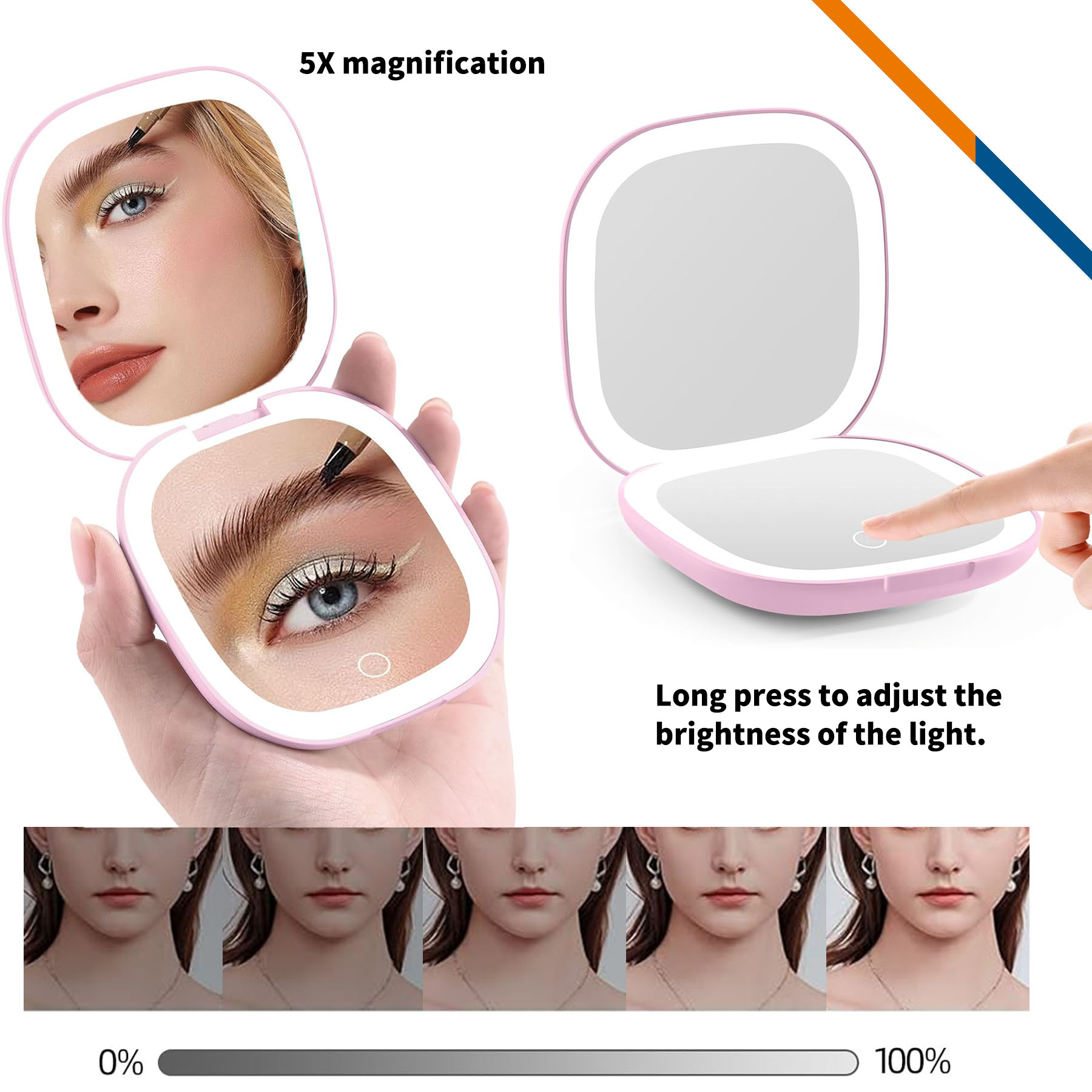 Rown Rechargeable LED Compact Makeup Mirror 8