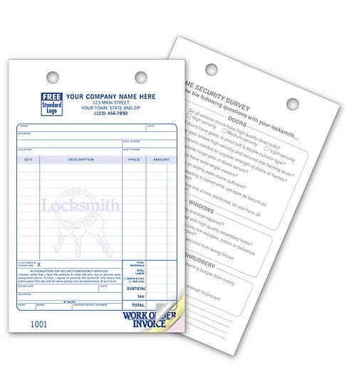 Locksmith Register Forms, Large Classic 1