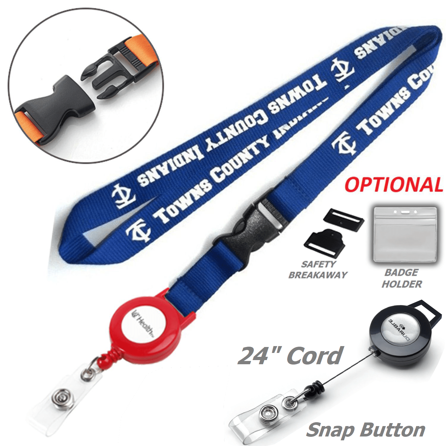 Polyester Combo Badge Reel Lanyard w/ Buckle Release 2