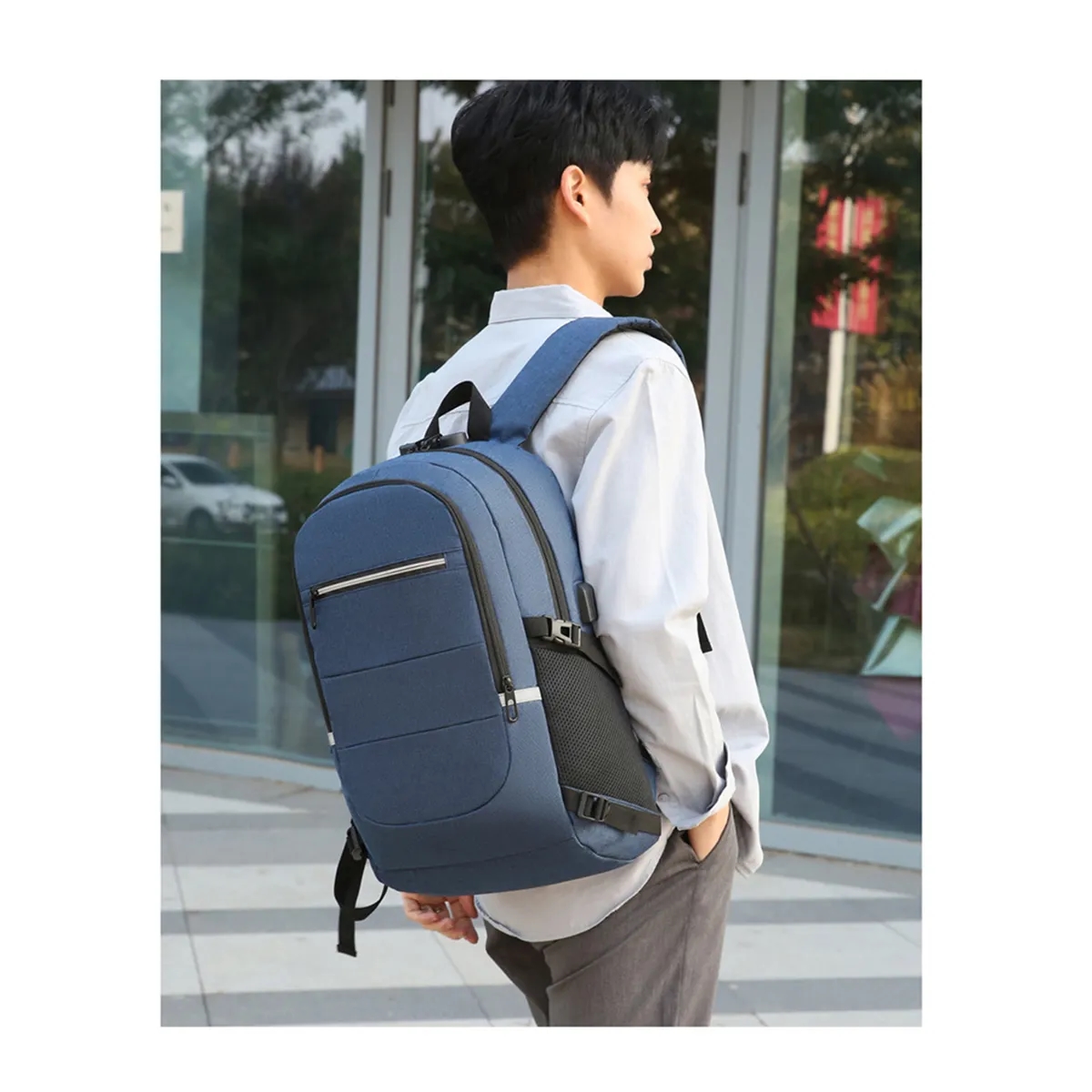 Anti-Theft Laptop Backpack with Lock & Reflective Strip 3