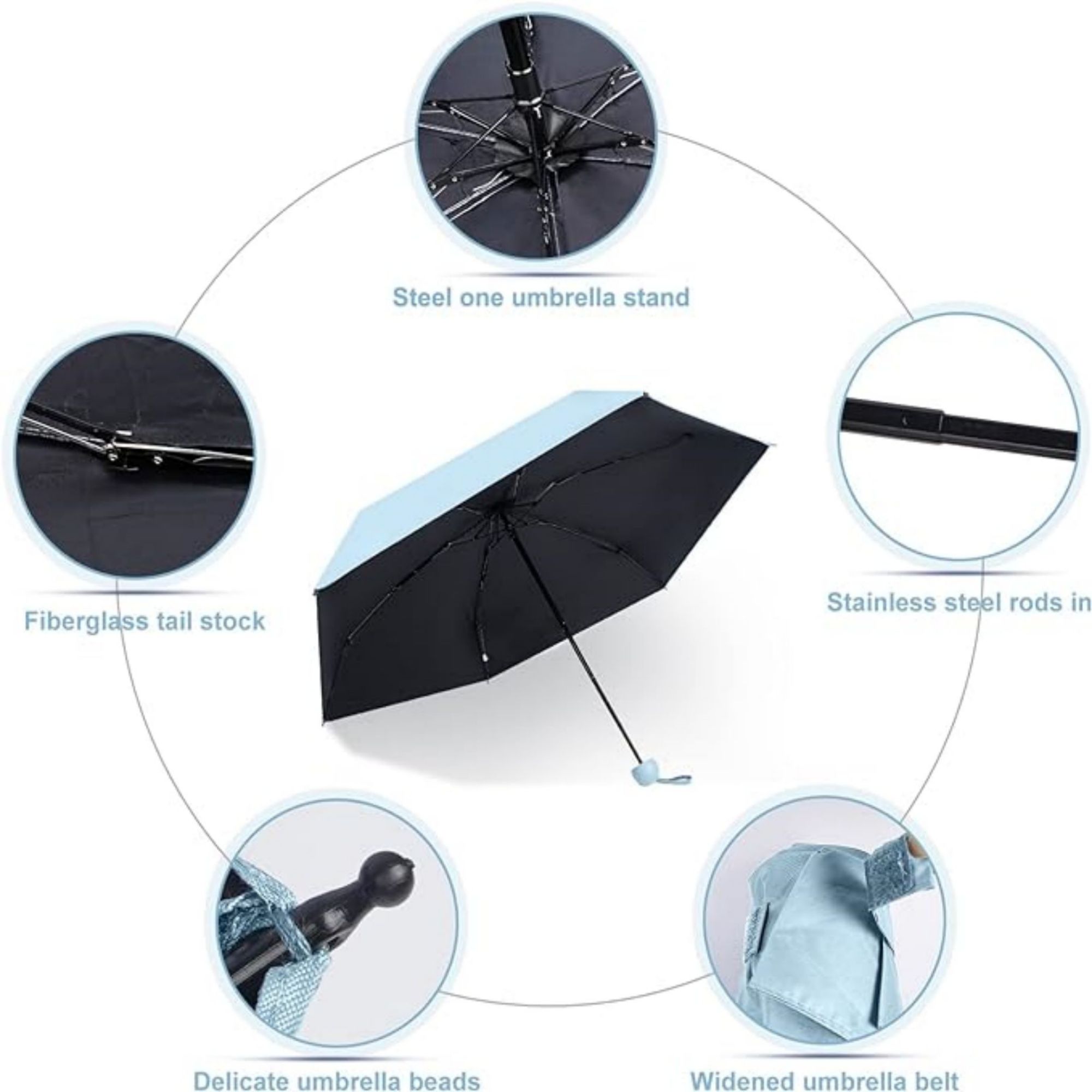 Cloudia Small Mini Umbrella With Case 4