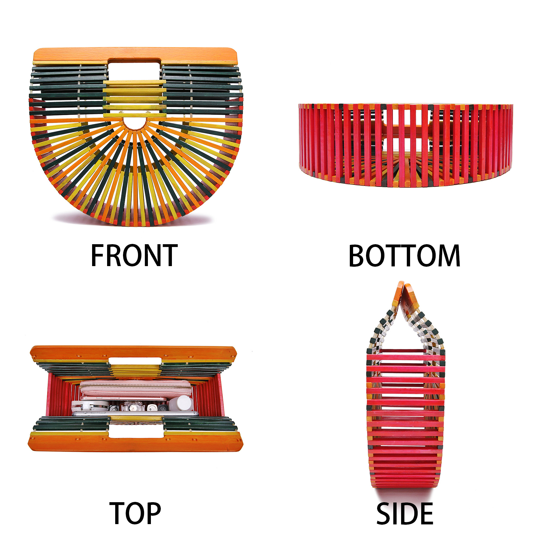 Wood Handmade bamboo and rattan handbag 6