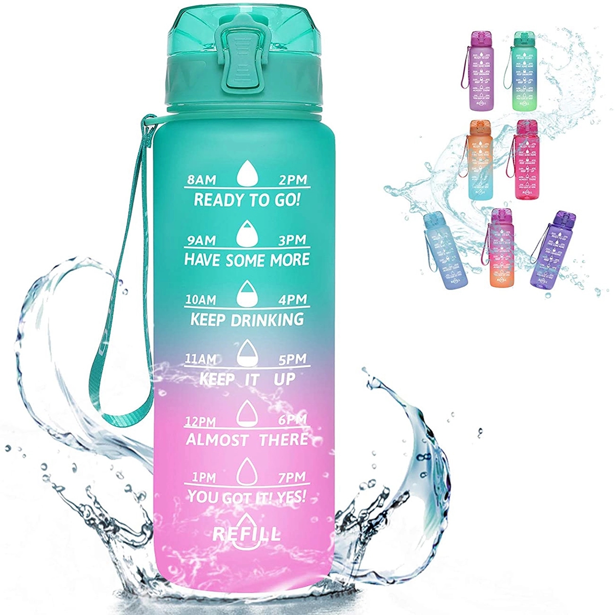 Motivational Water Mugs with Time Marker 1