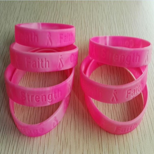 1/2 Inch Breast Cancer Swirl Debossed Wristbands 1