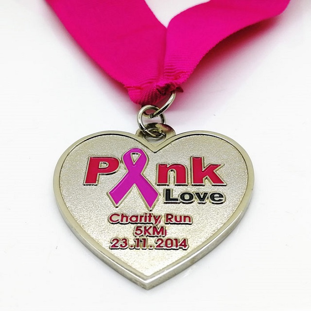 Breast Cancer Awareness Pink Ribbon Marathon 5KM Run Medal 4