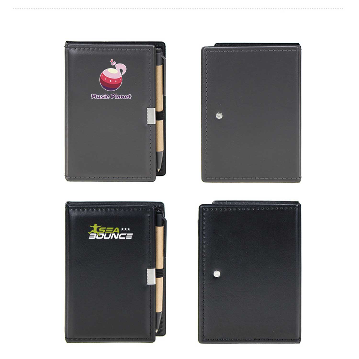Custom Logo Memo Pad for Office Gifts PU Notebook w/ Pen 5
