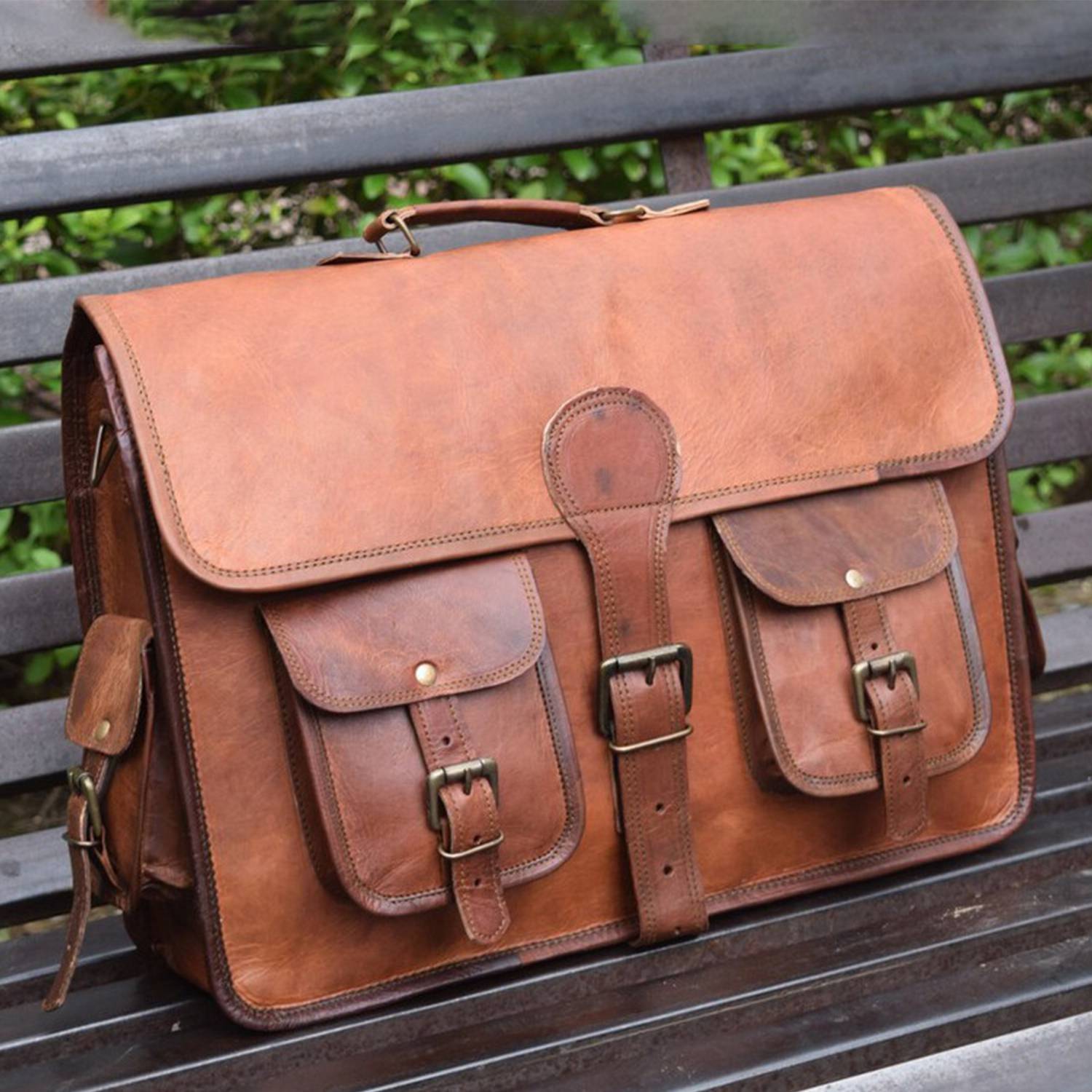 Genuine Leather Laptop bag best computer satchel Briefcase 4