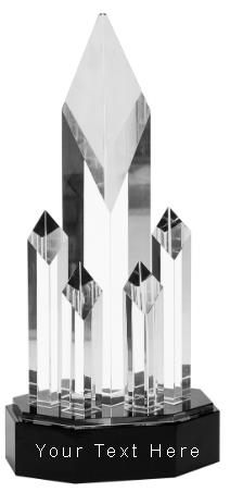 Crystal: 11" 5 Riser Diamonds on Black Oval Base 1