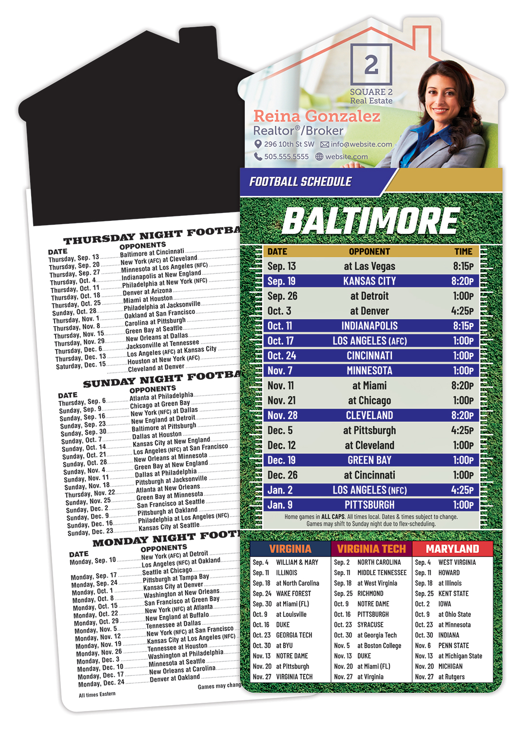 Magna-Card House Shape Magnet Football Schedules (3.5x9)