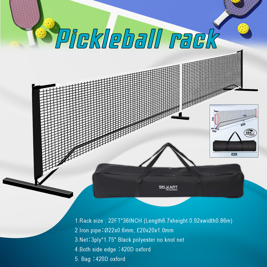 Pickleball Rack Set - Net + Iron Stand + Handle Bag
