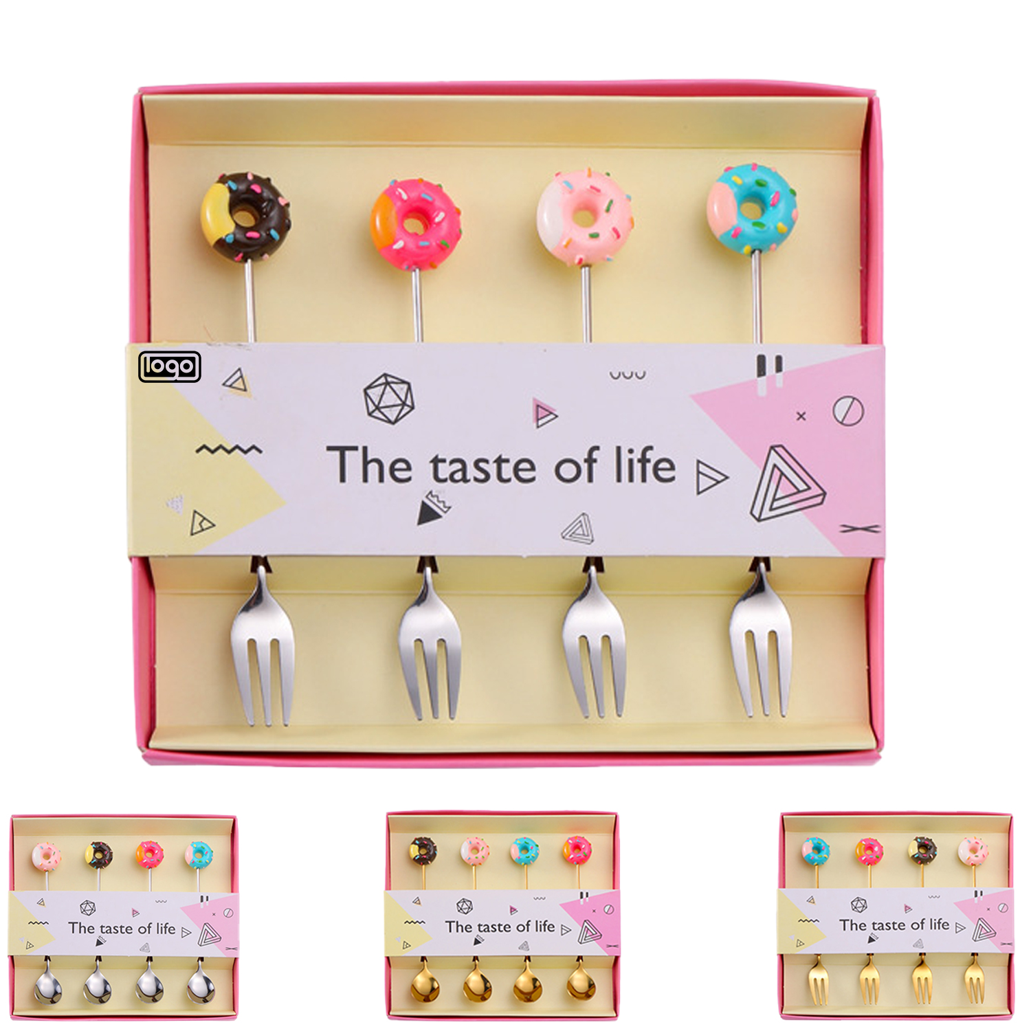 4PCS Donut Stainless Steel Dessert Coffee Fork Spoon 6
