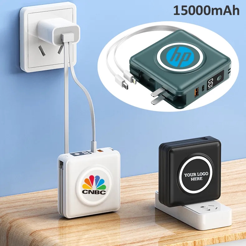 15000mAh 15W Wireless Charging Power Bank with AC Wall Plug 3