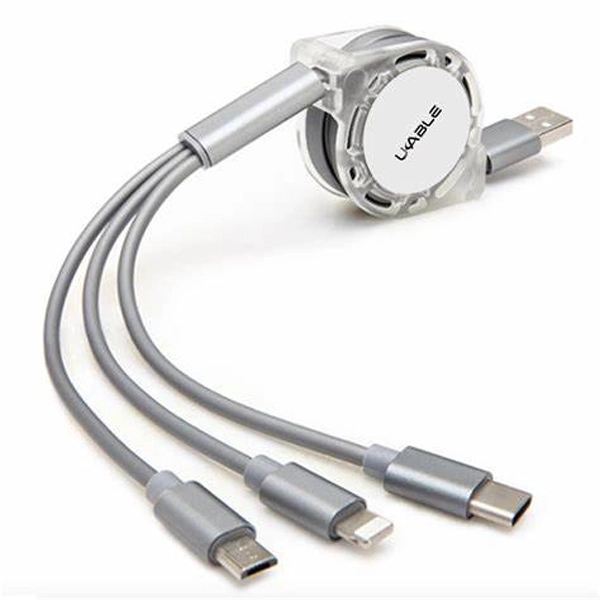 Promotional 3 in 1 Reel Charging Cable 4