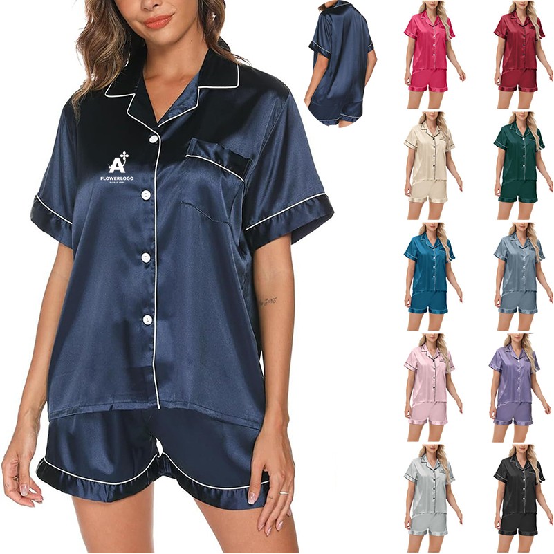 Women Silk Satin Pajamas Set 1