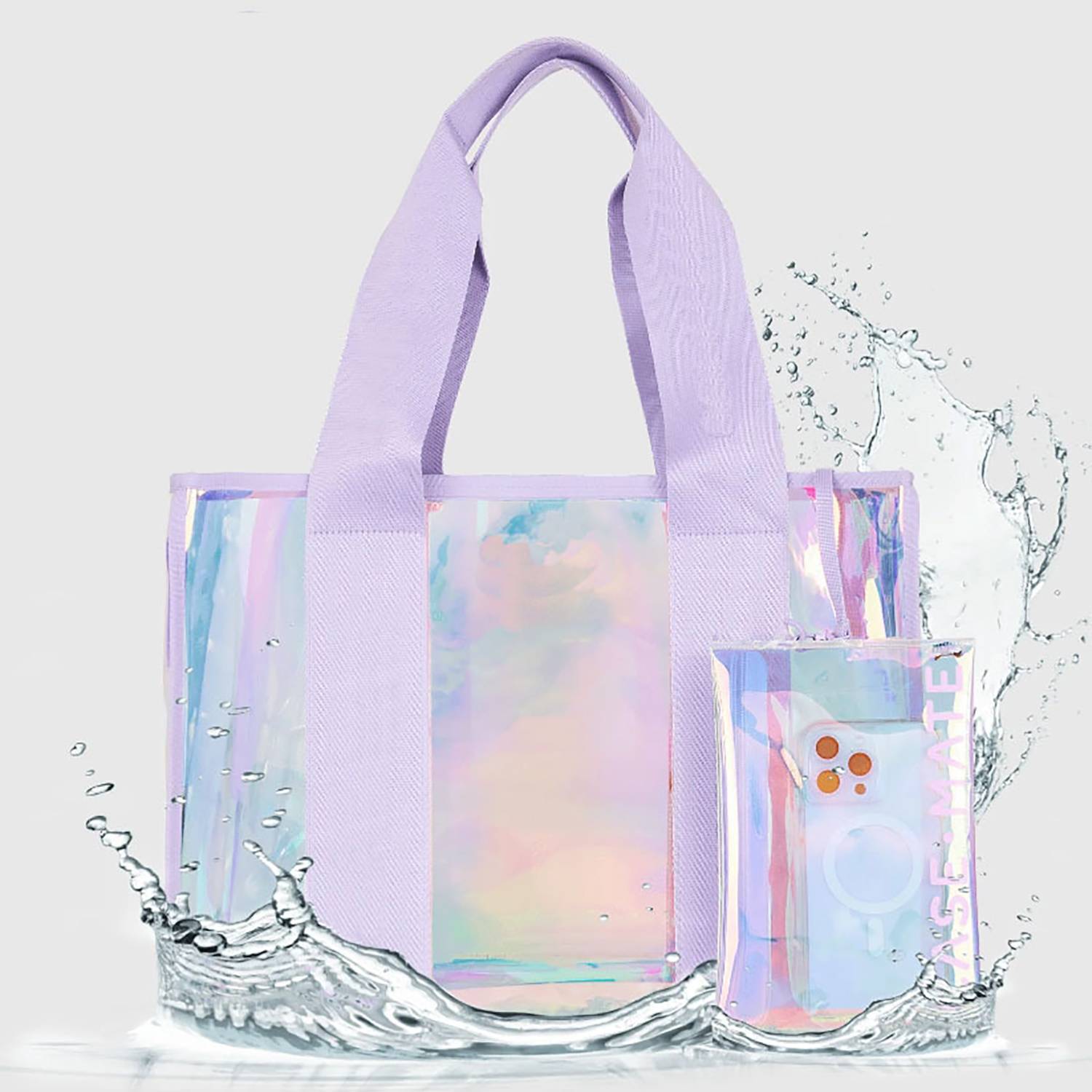 PVC Waterproof Beach Tote Bag w/ Phone Pouch 3