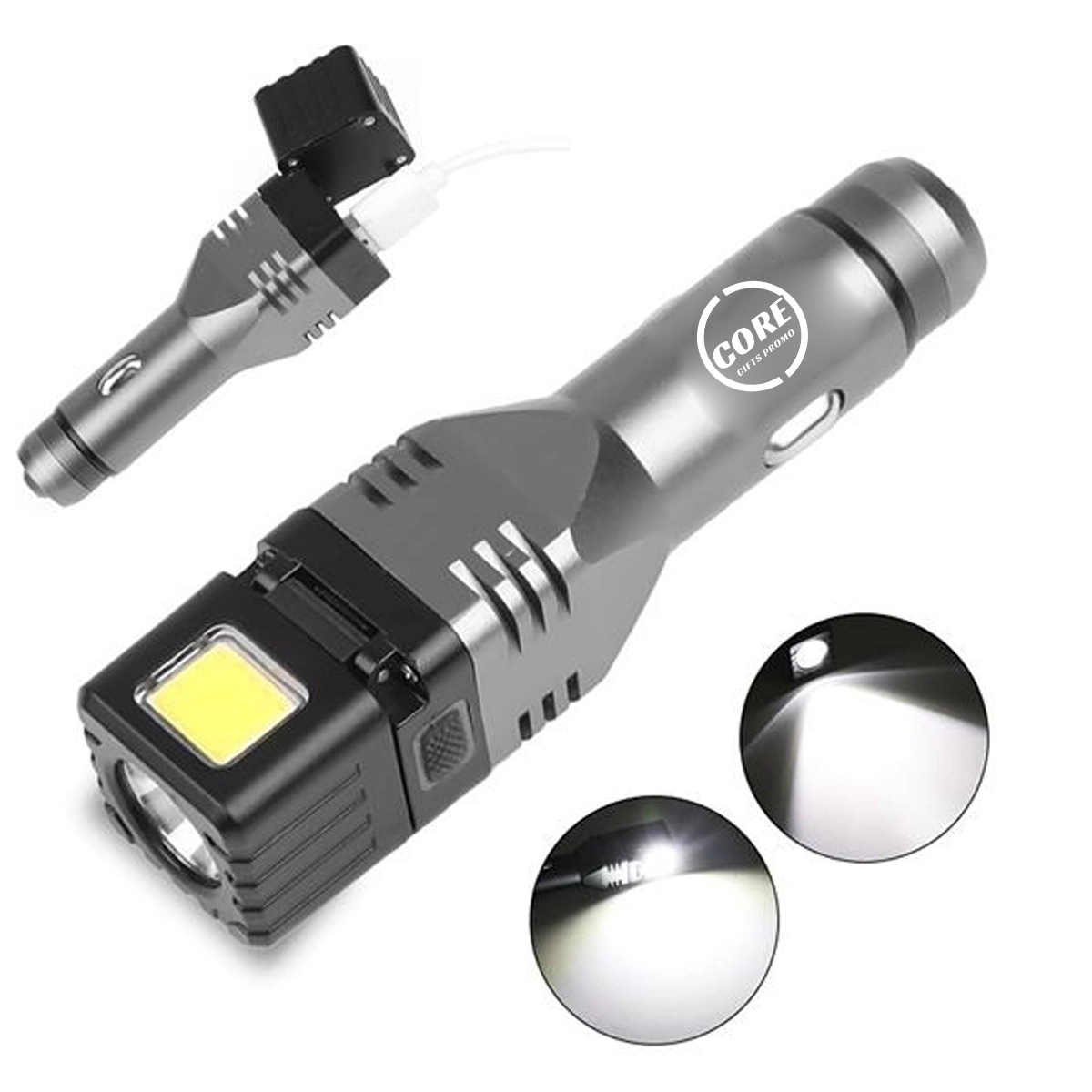 LED Tactical Car Charging Flashlight Torch With Safety Ham 6