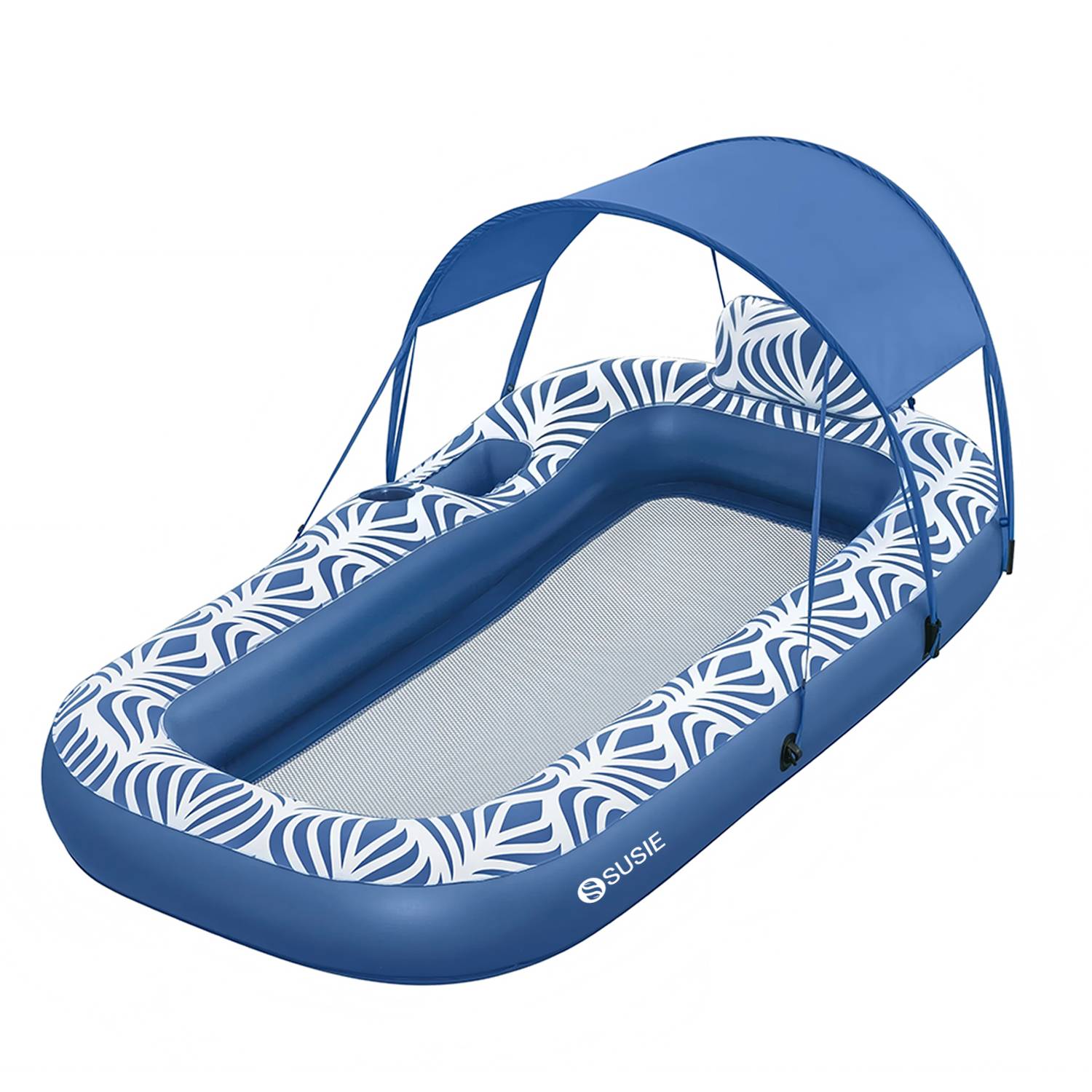 Large Inflatable Pool Float with Backrest & Cup Holders 1