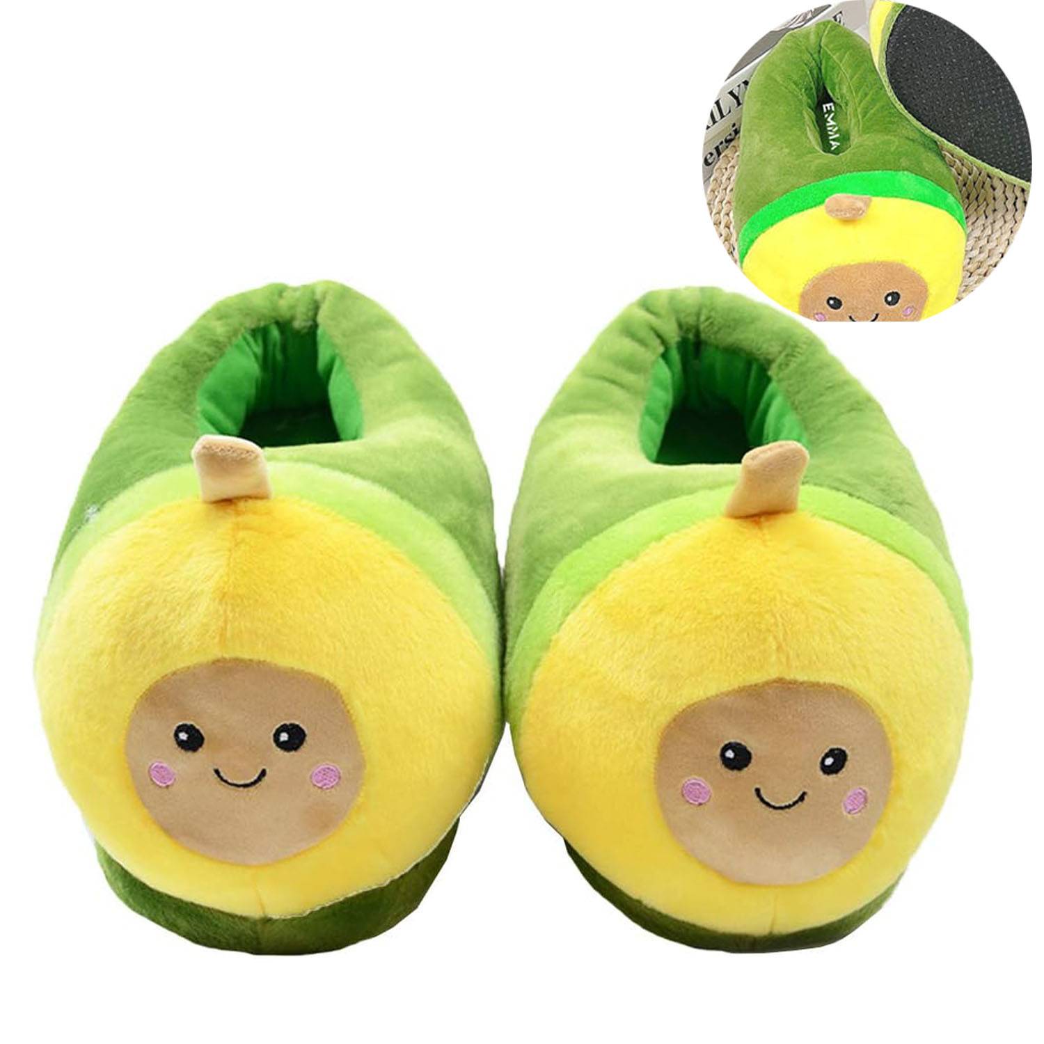 Cartoon Avocado Plush Slippers House Shoes 8
